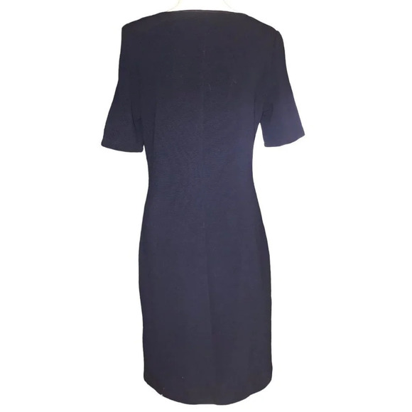 MARIO SERRANI Italy Sz S Women's Navy Blue Ribbed Knit Bodycon Dress Career Work - Picture 5 of 5